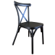 Cross Back Aluminium Dining Chair - Black